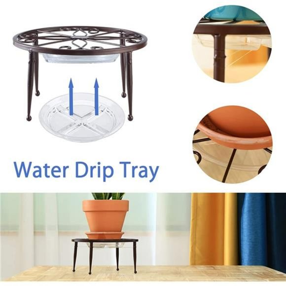 3 Pack Metal Plant Stands Flower Pots Short Stand 4.7'' by 9'', Bronze Color - Picture 5 of 7